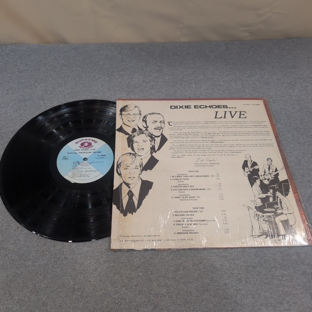 Dixie Echoes Live Vinyl LP Supreme Records Southern Gospel - Picture 2 of 2